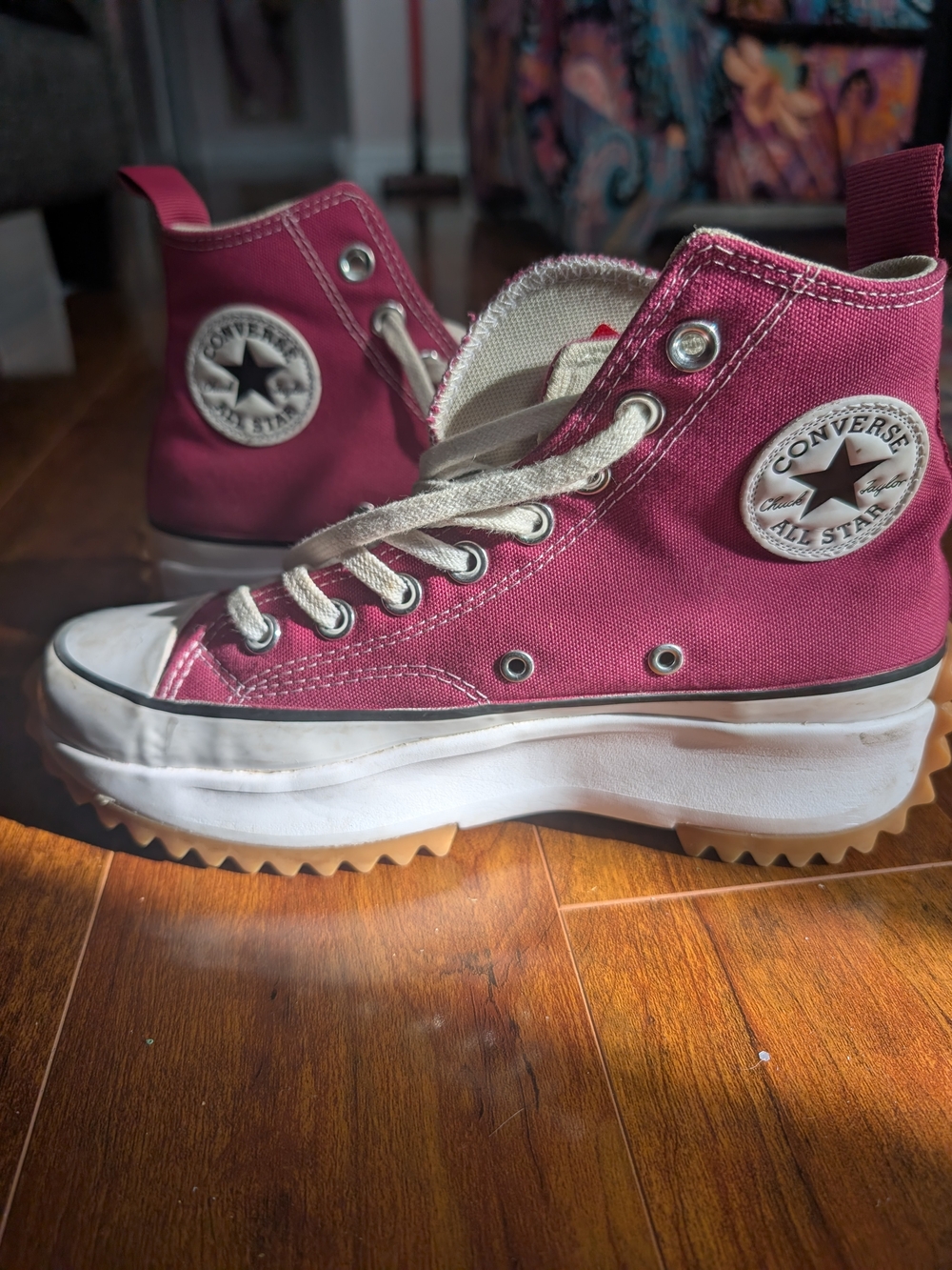 Converse High-Top Platform Sneakers in Berry Pink Canvas